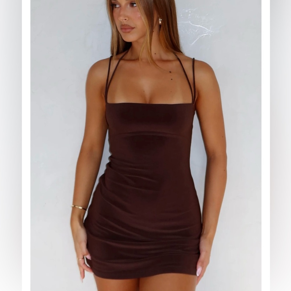 White fox boutique brown dress